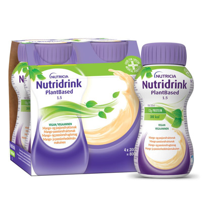 NUTRIDRINK PLANTBASED, mango un marakujas garša, 4x200 ml attēls