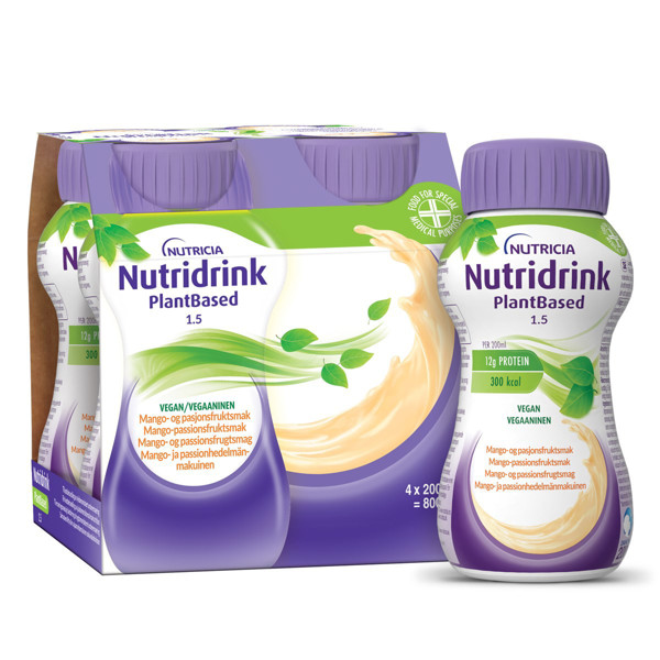 NUTRIDRINK PLANTBASED, mango un marakujas garša, 4x200 ml attēls