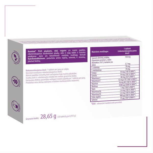 BEOTEBAL PLUS, matiem, ādai, nagiem, tabletes, N30 attēls
