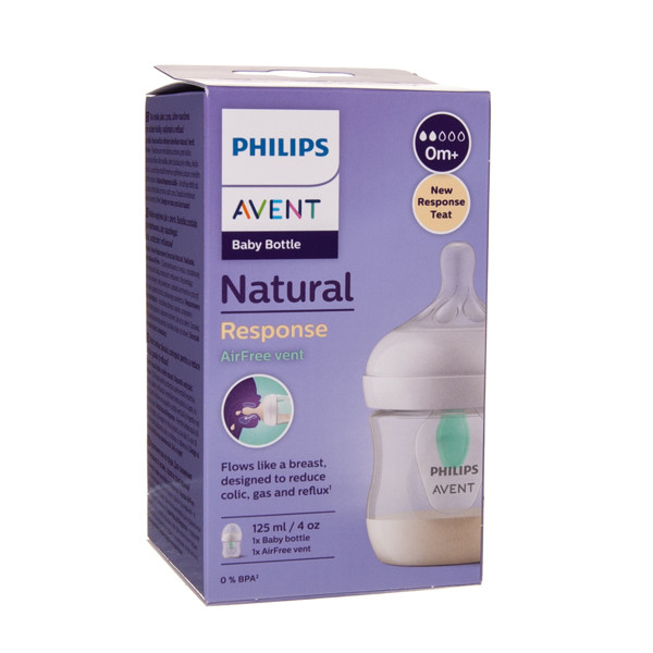 PHILIPS AVENT NATURAL RESPONSE, pudele ar papildu AIRFREE vārstu, 125 ml, SCY670/01 attēls