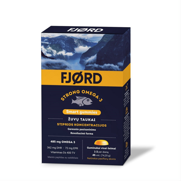 FJORD STRONG OMEGA-3 SMART GUMMIES, рыбий жир, 45 жевательные пастилки изображение