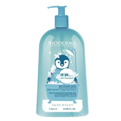 BIODERMA ABC DERM GEL MOUSSANT, tīrīšanas līdzeklis ķermenim, sejai un matiem, zīdaiņiem un bērniem, 1 l attēls