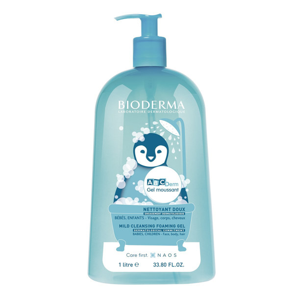 BIODERMA ABC DERM GEL MOUSSANT, tīrīšanas līdzeklis ķermenim, sejai un matiem, zīdaiņiem un bērniem, 1 l attēls