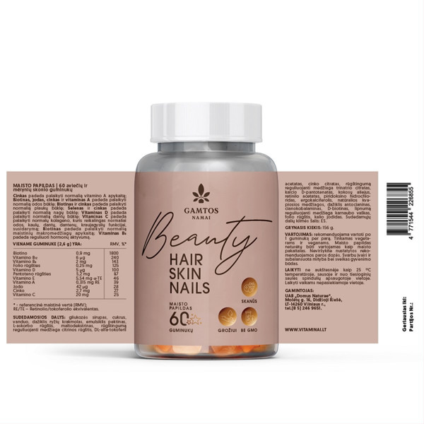 GAMTOS NAMAI BEAUTY HAIR SKIN NAILS, 60 gumiji attēls