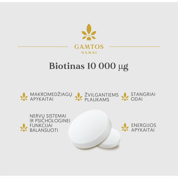 Gamtos namai biotīns, 10 000 µg, 60 tabletes attēls