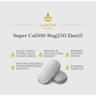 Gamtos namai super Cal500 mg 250 zinc 15 ar D3 vitamīnu, 90 tabletes attēls