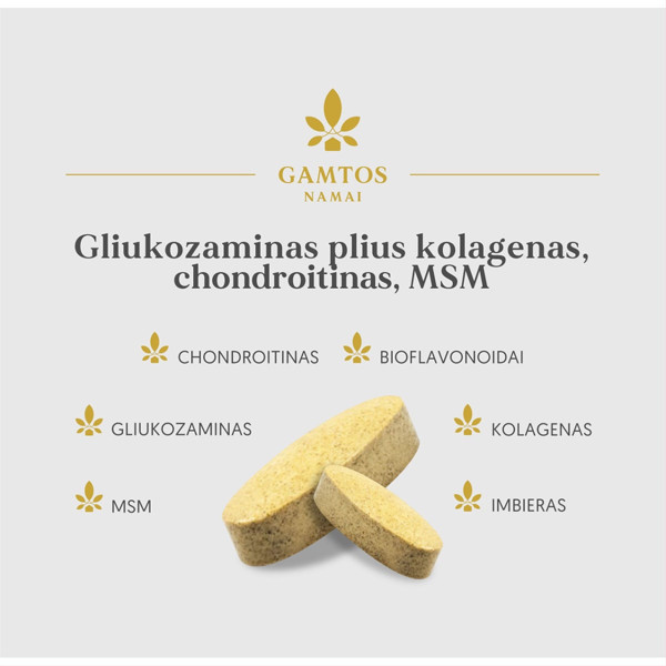 Gamtos namai glikozamīns plus kolagēns, hondroitīns, MSM, 120 tabletes attēls