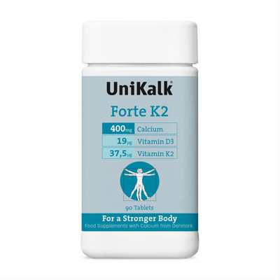 UNIKALK CALCIUM FORTE K2, 90 tabletes attēls