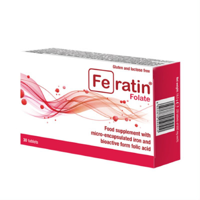 Feratin FOLĀTS, 30 mg, 30 tabletes attēls