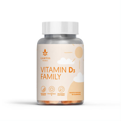 GAMTOS NAMAI VITAMIN D3 FAMILY, apelsīna garša, 60 gumija attēls