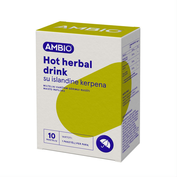 AMBIO karsto augu dzēriens ar Islandes ķērpjiem, 10 paciņas pulvera, karsta dzēriena pagatavošanai attēls