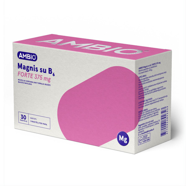 AMBIO magnijs ar B6 forte, 375 mg, 30 paciņas dzeramā šķīduma pagatavošanai attēls