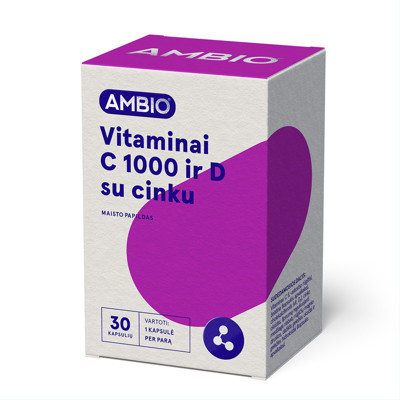 AMBIO витамины C 1000 и D с цинком, 30 капсул изображение