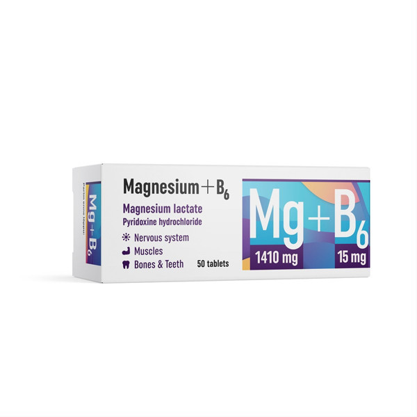 Magnijs + B6 vitamīns, 50 tabletes attēls