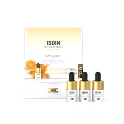ISDIN ISDINCEUTICS FLAVO-C FORTE, izgaismojošs sejas serums ar C vitamīnu 15%, 3 ml x 3 gab. attēls
