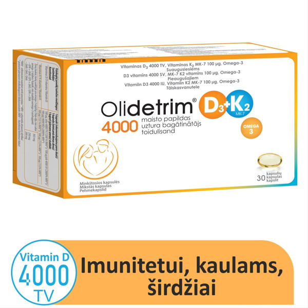 OLIDETRIM 4000 D3 + K2 OMEGA-3, 30 mīkstās kapsulas attēls