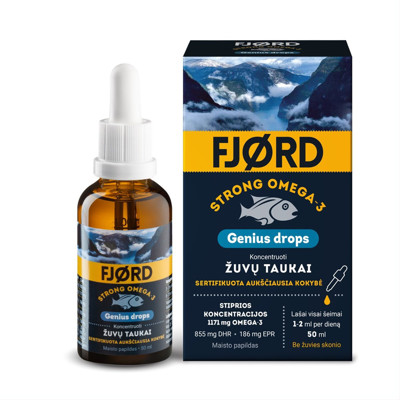 FJORD STRONG OMEGA-3, гениальные капли, рыбий жир, капли, 50 мл изображение