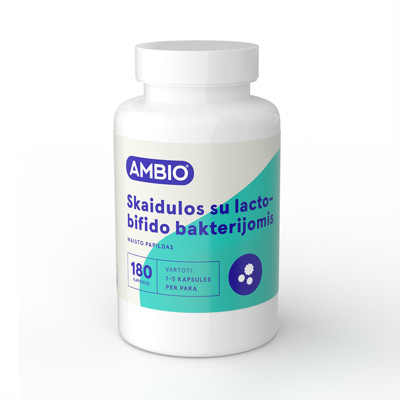 AMBIO šķiedras ar lakto-bifidobaktērijām, 180 kapsulas attēls