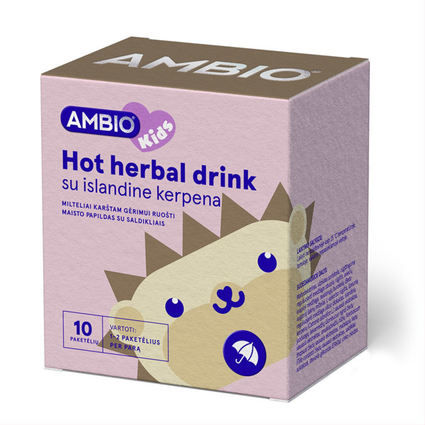 AMBIO Kids Hot Herbal Drink ar Islandes ķērpjiem, 10 pulveri karstam dzērienam attēls