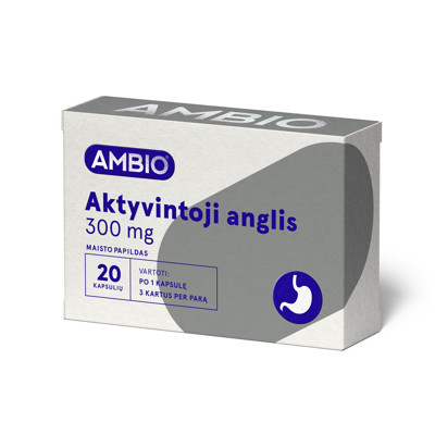 AMBIO aktivizētās ogles 300 mg, 20 kapsulas attēls