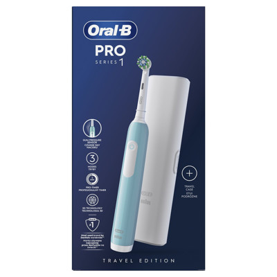 ORAL-B PRO SĒRIJA 1 CARIBBEAN BLUE, Elektriskā zobu birste + ceļojumu futrālis, 1gab. attēls