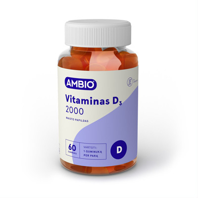 AMBIO vitamīns D3 2000, 60 gumiji attēls