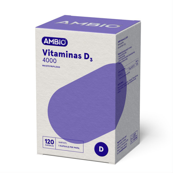 AMBIO vitamīns D3 4000iu, 120 mīkstas kapsulas attēls