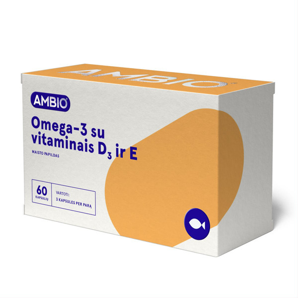 AMBIO Omega 3 ar D3 un E vitamīniem, 60 kapsulas attēls