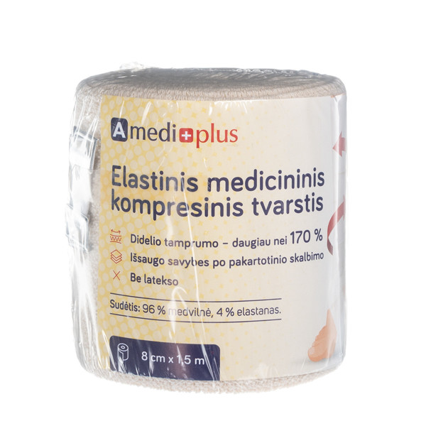 AMEDIPLUS, elastīgs pārsējs 8cmx1,5m attēls