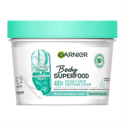 GARNIER BODY SUPERFOOD ALOE, успокаивающий крем с экстрактом алоэ и магнием PCA, 380 мл изображение