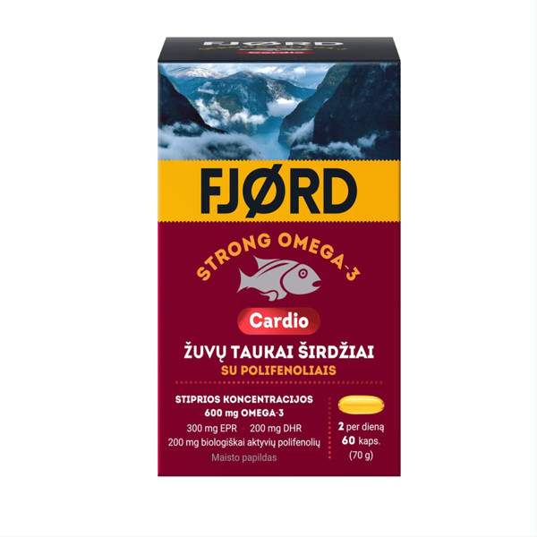 FJORD STRONG OMEGA-3 CARDIO, 60 kapsulas attēls