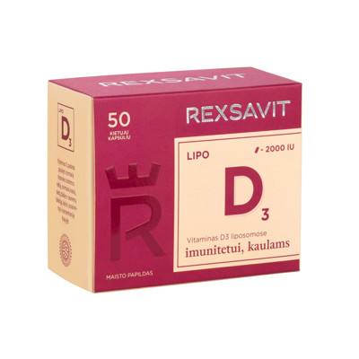REXSAVIT LIPO D3 2000 IU, 50 cietās kapsulas attēls