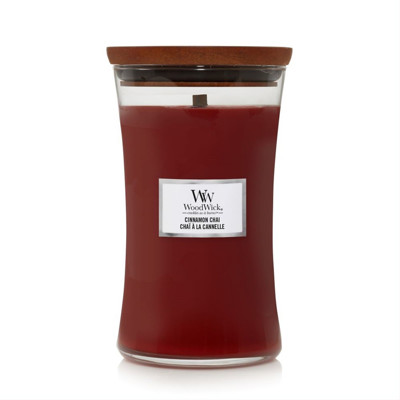 WOODWICK LIELS SMIĻU GLASS CINNAMON CHAI, svece, 609g attēls