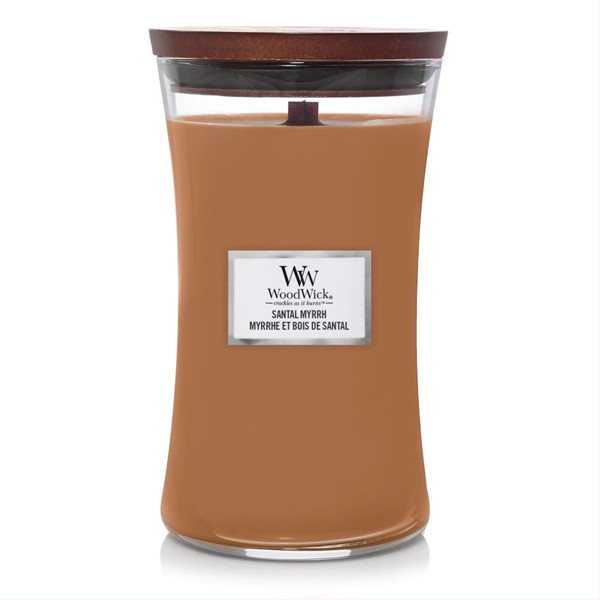 WOODWICK БОЛЬШИЕ ПЕСОЧНЫЕ ЧАСЫ SANTAL MYRRH, свеча, 609г изображение