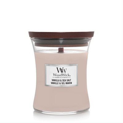 WOODWICK MEDIUM ПЕСОЧНЫЕ ЧАСЫ ВАНИЛЬ И МОРСКАЯ СОЛЬ, свеча, 275г изображение