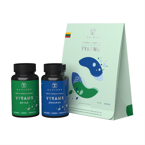 SAPIENS, multivitamīnu komplekss vīriešiem (rīts + vakars), 60 tabletes attēls