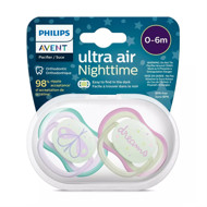 PHILIPS AVENT, silikona knupis, 0-6 mēn., Ultra Air, Nakts, SCF376/19, 2 gab. attēls