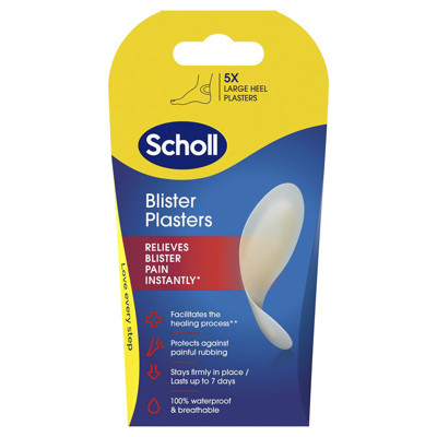 SCHOLL, lielie plāksteri papēžu tulznām, 5 gab. attēls
