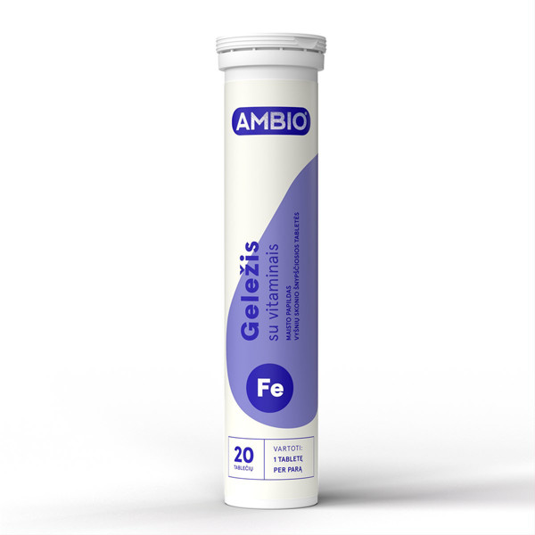 AMBIO dzelzs ar vitamīniem, 20 šķīstošās tabletes attēls