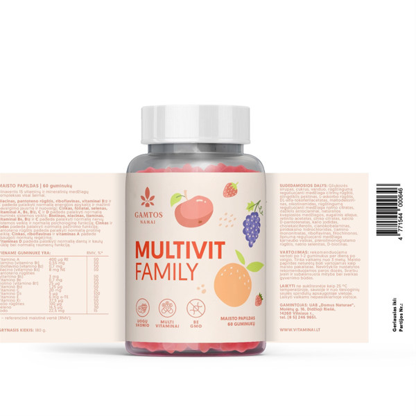 GAMTOS NAMAI MULTIVIT FAMILY, 60 gumiji attēls
