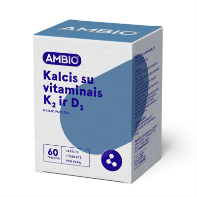 AMBIO kalcijs ar K2 un D3 vitamīniem, 60 tabletes attēls