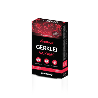 VIRONOX, rīklei, bērniem, aveņu garša, 20 sūkājamās tabletes attēls