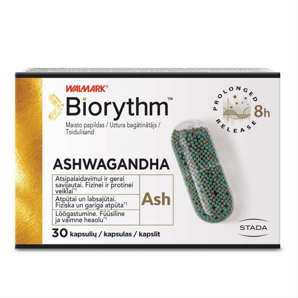 BIORYTHM ASHWAGANDHA, 30 kapsulas attēls