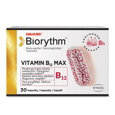 BIORYTHM VITAMIN B12 MAX, 30 kapsulas attēls