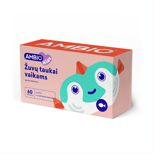 AMBIO KIDS zivju eļļa, 60 košļājamās kapsulas attēls