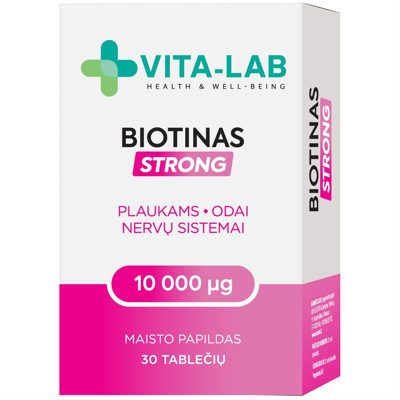 VITA-LAB BIOTĪNS STRONG, 10 000 µg, 30 tabletes attēls