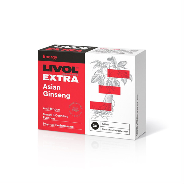LIVOL EXTRA ASIAN GINSENG, 30 tabletes attēls