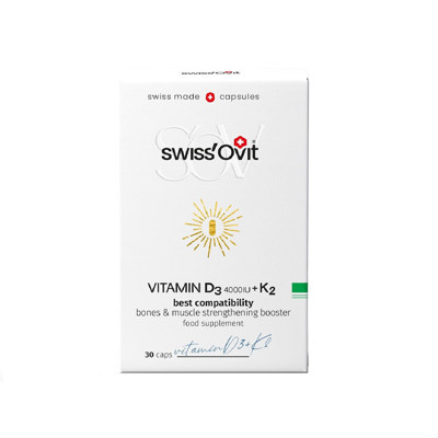 SWISSOVIT, D3 vitamīns 4000iu + K2, 30 kapsulas attēls