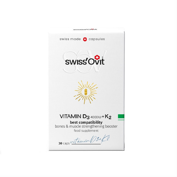 SWISSOVIT, D3 vitamīns 4000iu + K2, 30 kapsulas attēls