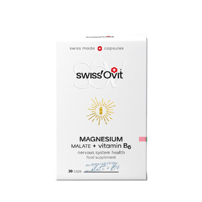 SWISSOVIT, magnija malāts + B6 vitamīns, 30 kapsulas attēls